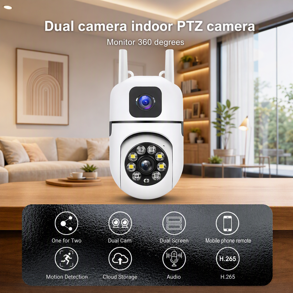 Cámara de Vigilancia Inalámbrica Binocular con Visión Nocturna y Detección de Alarma para Interior y Exterior image 1
