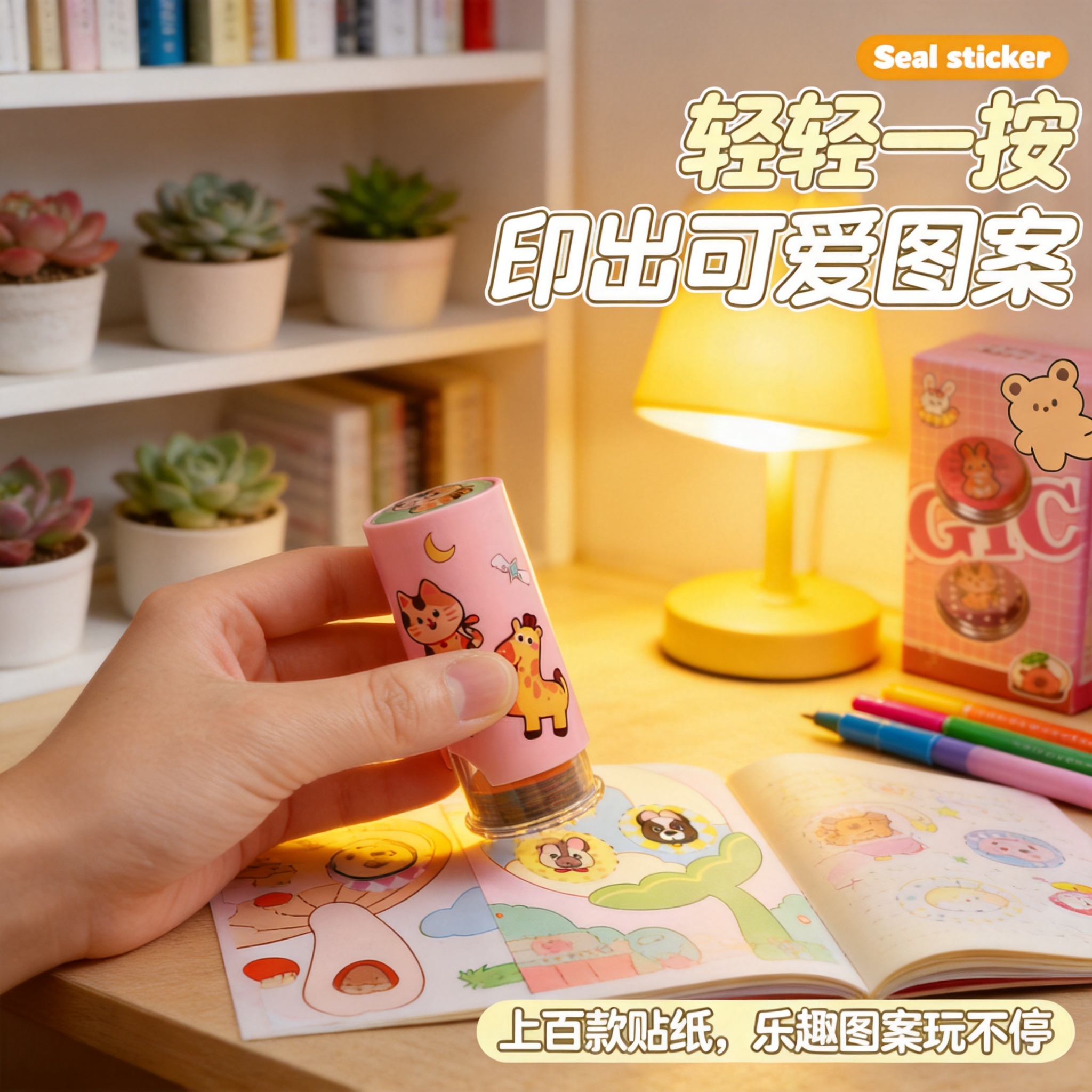Pegatinas de Sello de Animales de Dibujos Animados de Plástico Personalizable para Recompensa Infantil