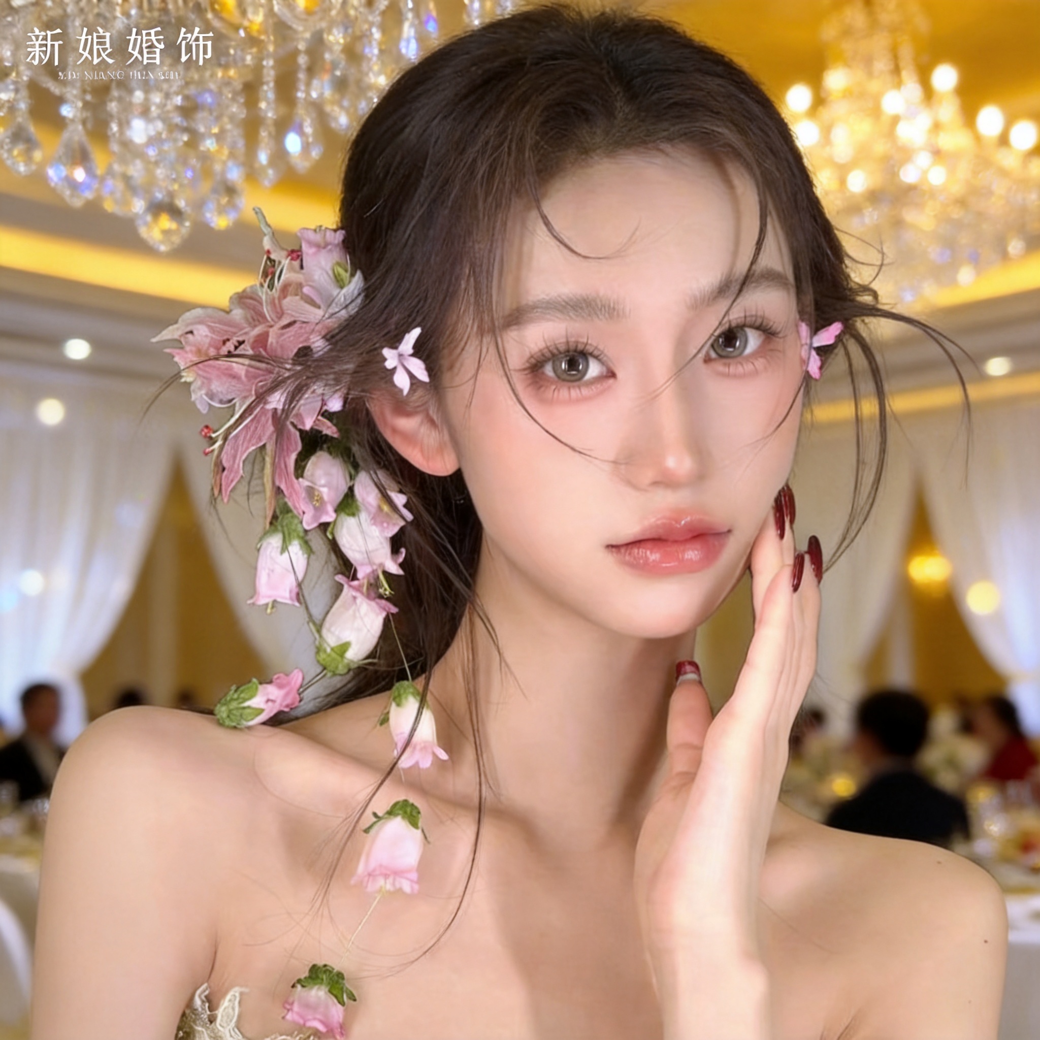 Super fairy sweet simulation lily flower hair accessories exquisite side headdress bride photo styling accessories hair accessories