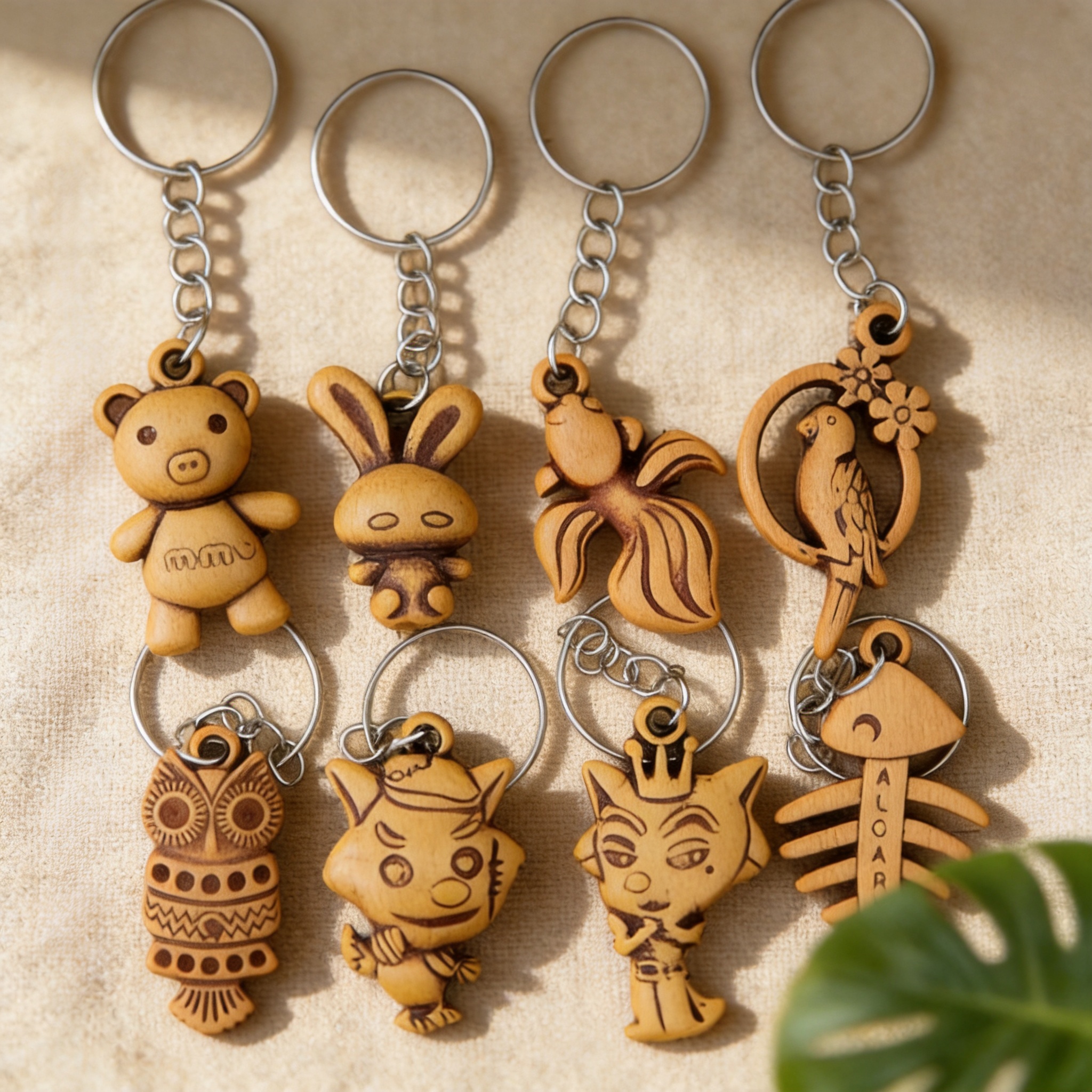 Stall supply imitation wood key chain small gift pendant imitation peach wood merchant gift shop gift factory direct sales
