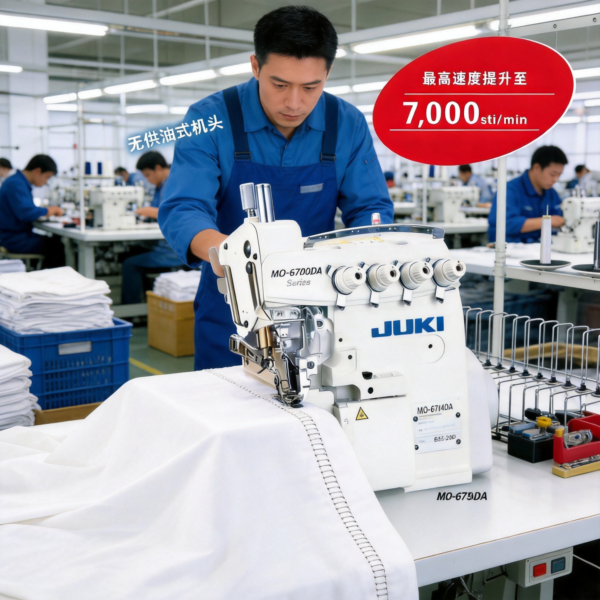 Máquina de coser overlock JUKI MO6714DA japonesa al por mayor, máquina de coser overlock de cuatro hilos con accionamiento directo