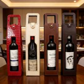 跨境 厂家现货批发单支红酒礼盒红酒包装盒红酒皮袋葡萄酒包装袋