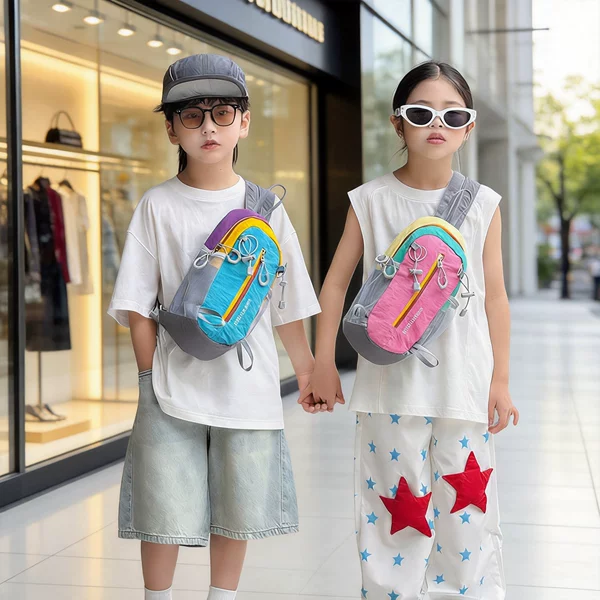 Outdoor High-Looking Hiking Backpack, Trendy Portable Travel Backpack, Dopamine Children's Crossbody Chest Bag