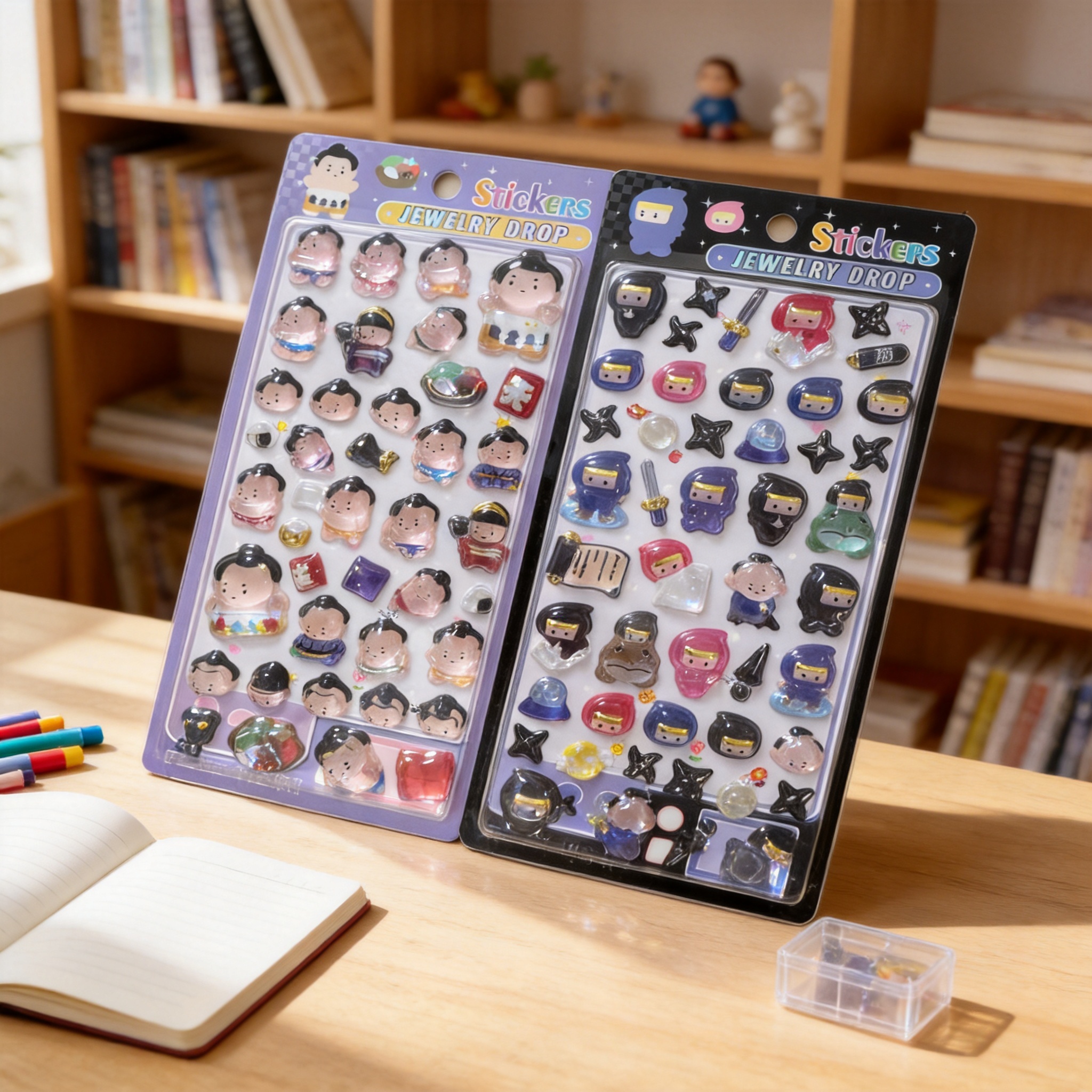Japanese-Style 3D Crystal Stickers Cartoon Totoro Ninja Sumo Spongebob Simpson DIY Creative Decals