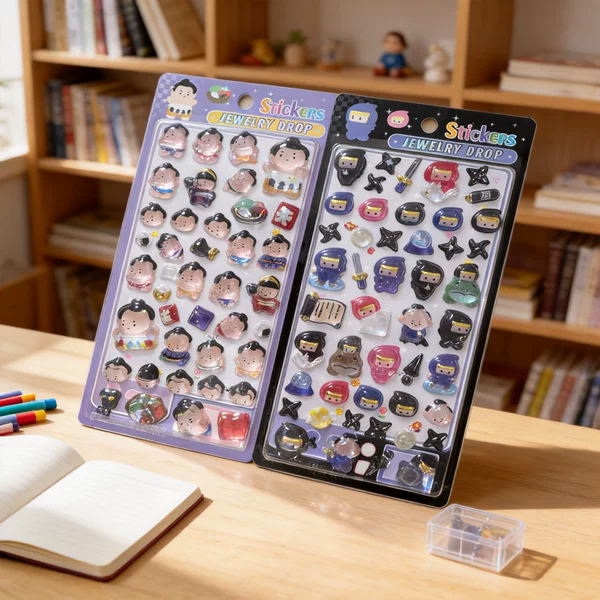 Japanese-Style 3D Crystal Stickers Cartoon Totoro Ninja Sumo Spongebob Simpson DIY Creative Decals