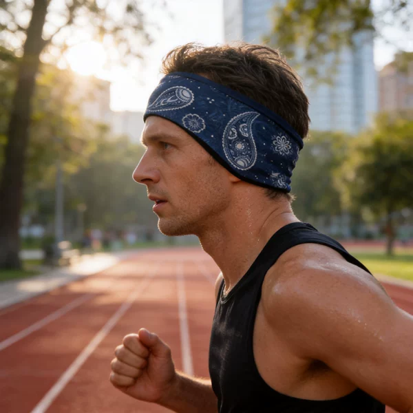 Foreign trade hair band custom-made double-layer thick brush velvet warm elastic size men's and women's printed sports outdoor fitness hair band