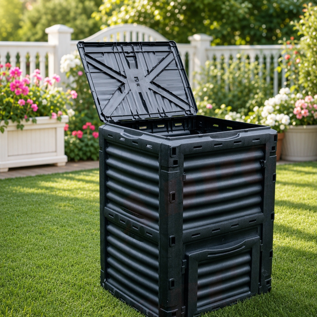 Caja de compostaje al aire libre residuos de cocina caseros cubo de compostaje de hojas caídas transfronterizas jardín patio residuos orgánicos caja de compostaje aeróbica image 1