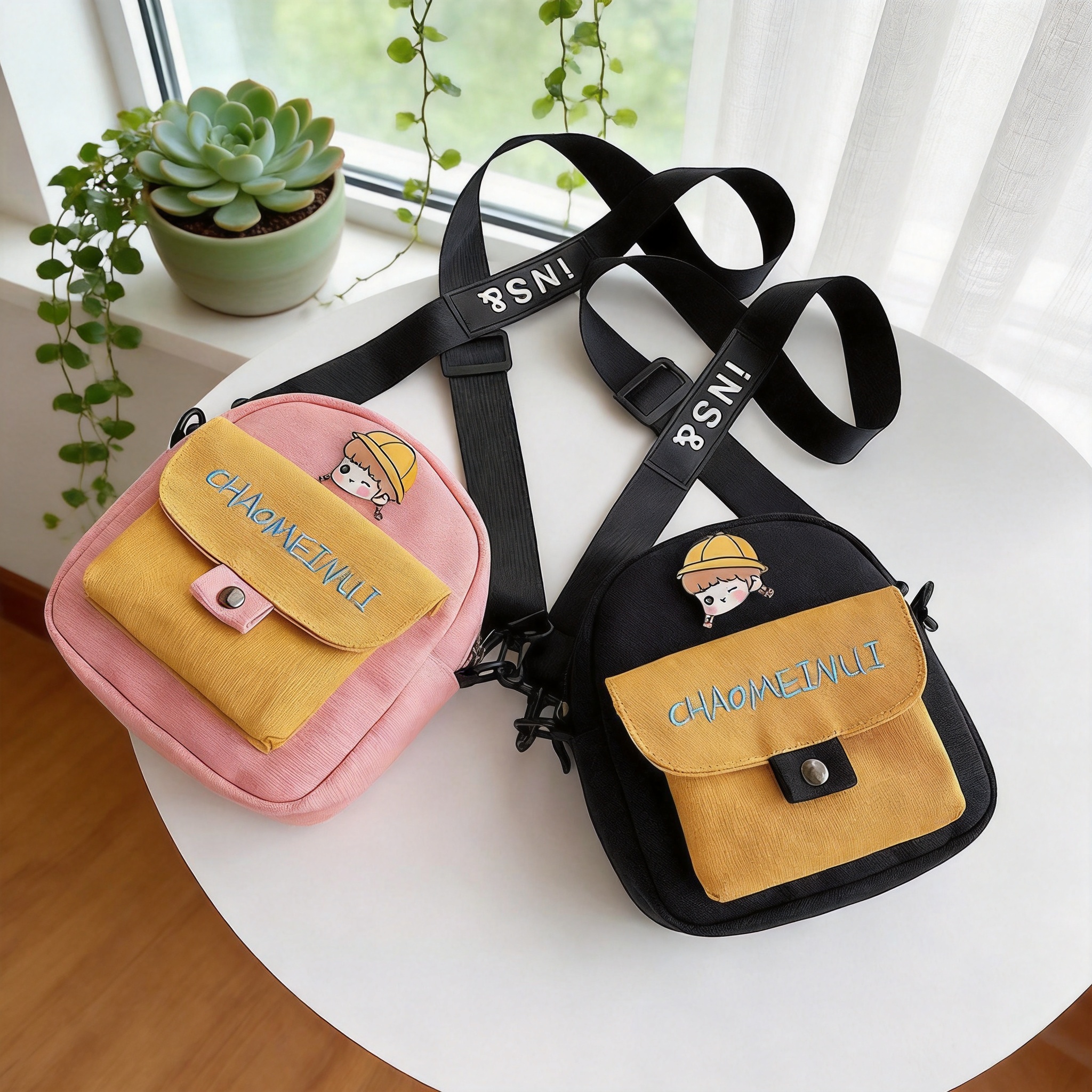Children's Cartoon Shoulder Bag 2020 Canvas Bag Fashionable Color-Blocking Single Shoulder Crossbody Bag Wholesale Crossbody Bag