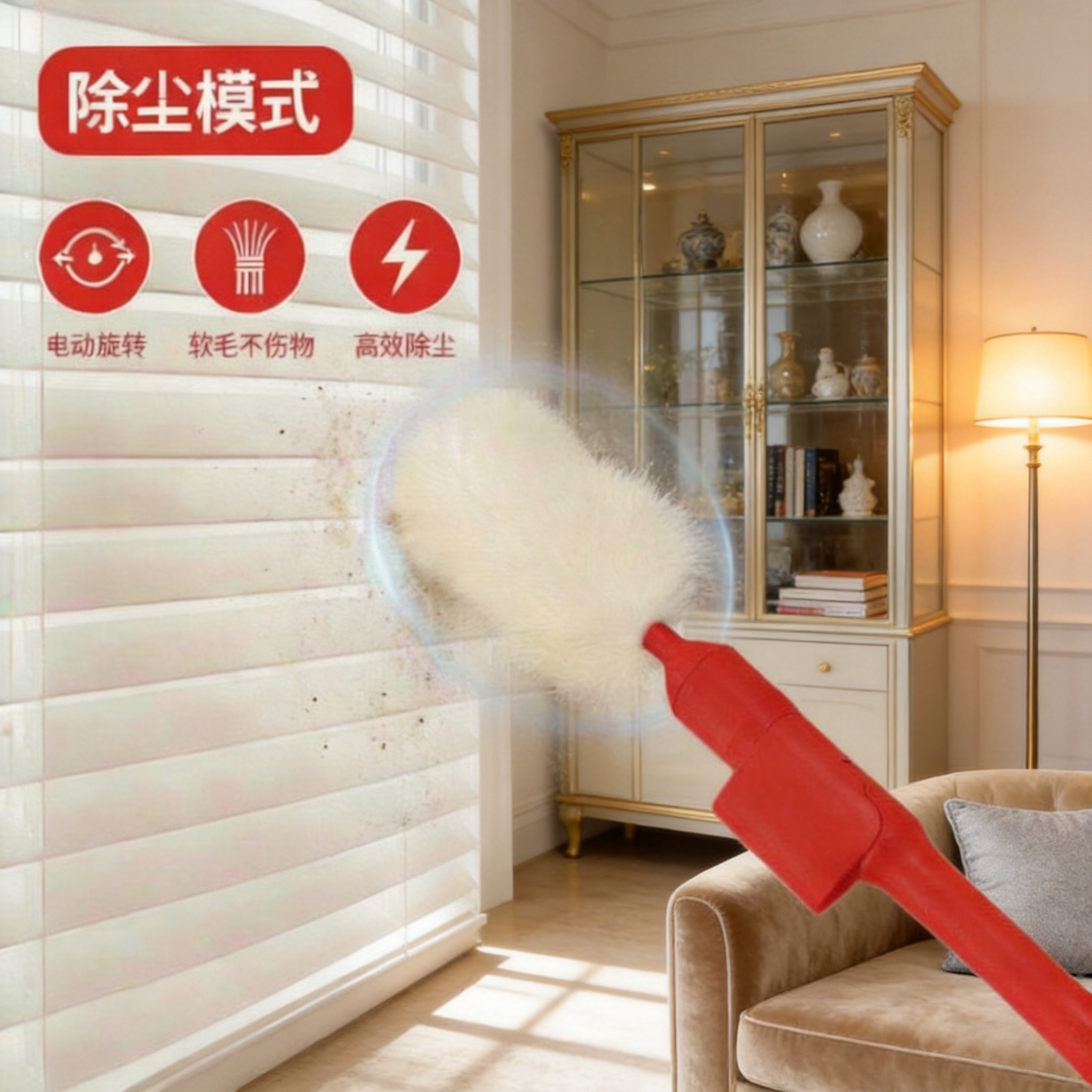 Electric Rotating Electrostatic Dust Removal Brush with Soft Bristles That Won'T Damage Objects, Efficient Dust Removal and Sweeping Tool, Light Luxury Household Cleaning Tool